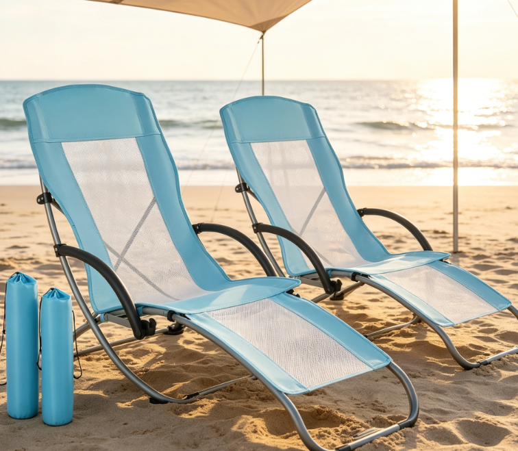 Folding High-Back Camping Chair with Cup Holder and Mesh Back